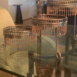 Vintage 3 Tier Beaded Crystal Dessert/Cake Centerpiece 