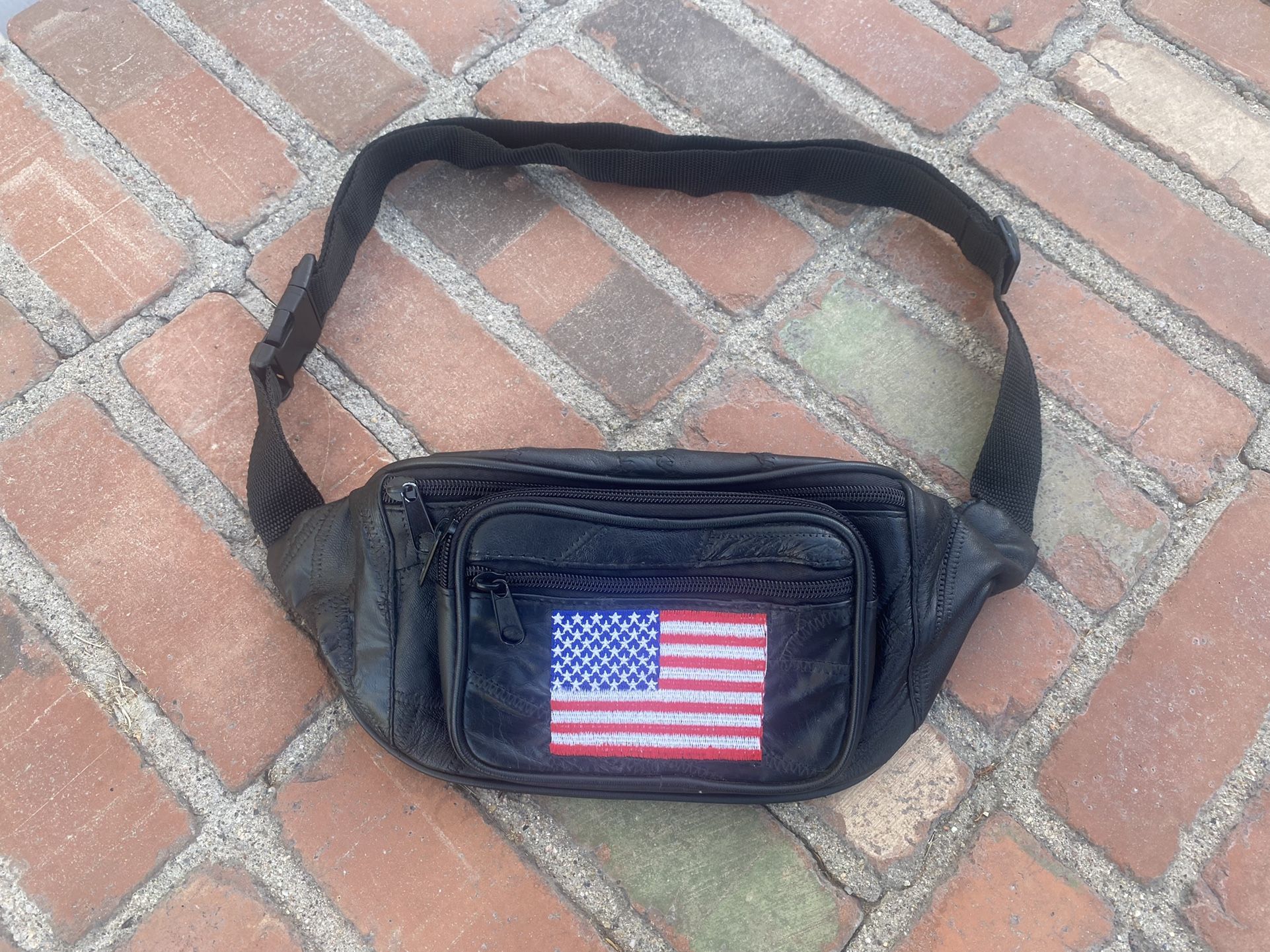 Black Patchwork Lambskin Fanny Pack