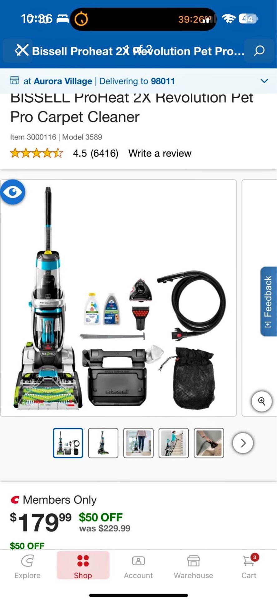 BISSELL ProHeat 2X Revolution Pet Pro Carpet Cleaner. Never been used