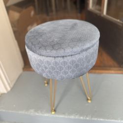Small blue velvet ottoman  