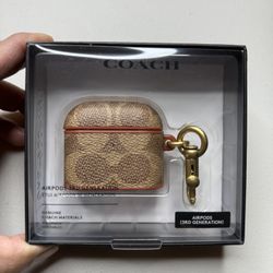 New COACH  Brown 3rd Generation Apple AirPod’s Case 