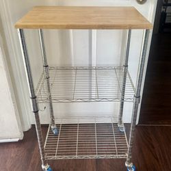 Supreme Steel 4-Wheeled Microwave Cart in Chrome