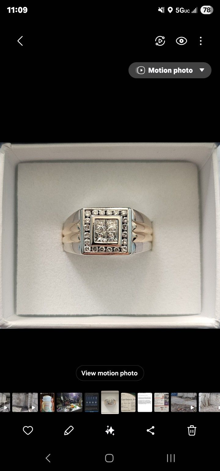 14k Gold And Diamond Men Ring,size 13.