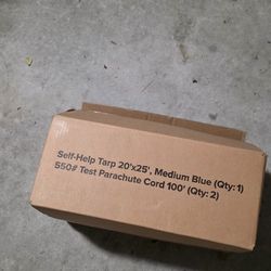 20' x 25' blue roof tarp and 2 parachute cords