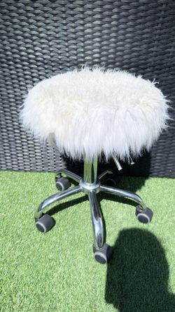 White Plush Adjustable Height Stool for Sale