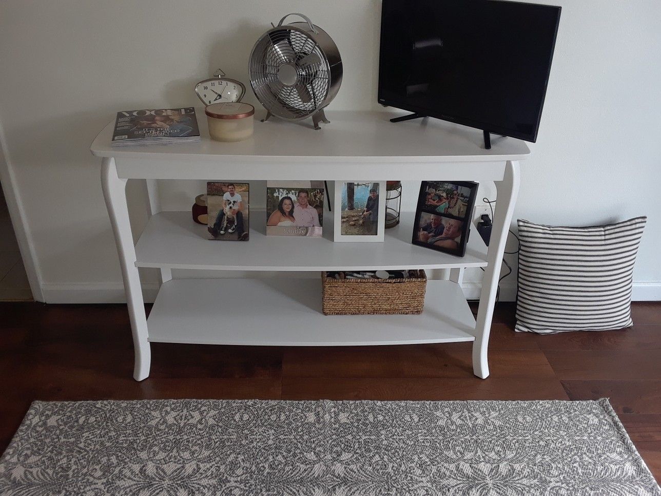 Bright white buffet table