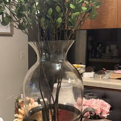 Glass Mosaic Vase W/ Iron Legs