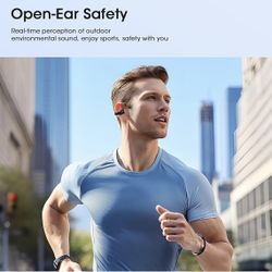 Open Ear Headphones Wireless Bluetooth 5.4 with Mic, Open Ear Earbuds with Charging Case LED Display, 44H Play, IP54 Waterproof, 