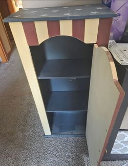 Wood storage cabinet approx 4ft high 12" deep