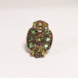 Women's Indian Pakistani Statement Adjustable Ring - Gold/Green
