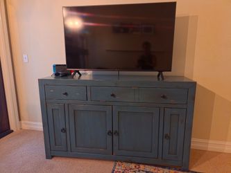 Rustic Distressed Blue Wood TV Console