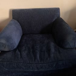Blue Oversized Overstuffed Comfy Chair