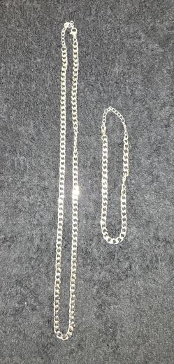 Mens Stainless Steel Cuban Link Jewelry Bundle - Necklace & Bracelet 