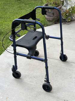 Folding Walker With Seat And Brakes