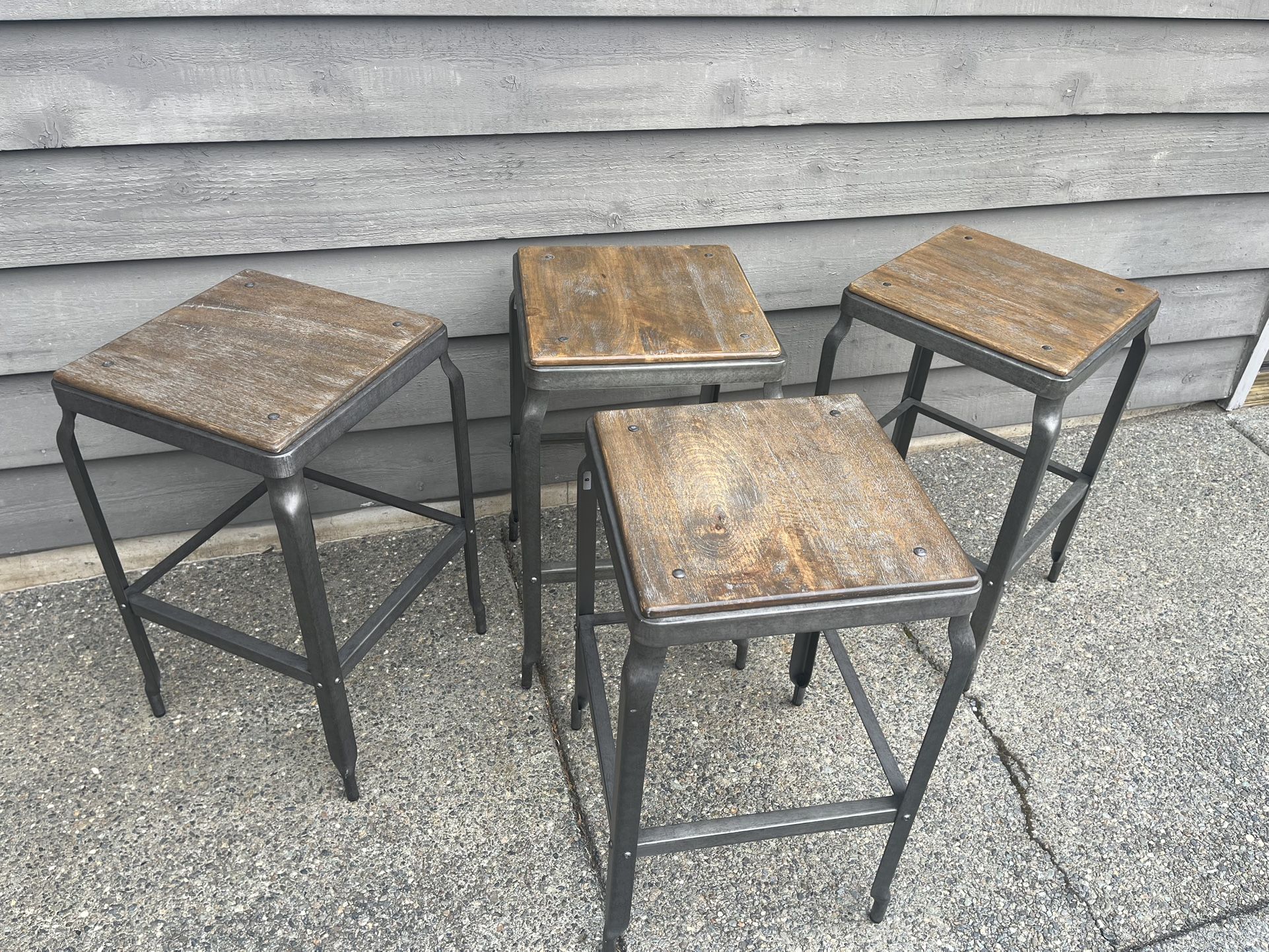 Pottery Barn Stools Set - Galvanized Counter Height