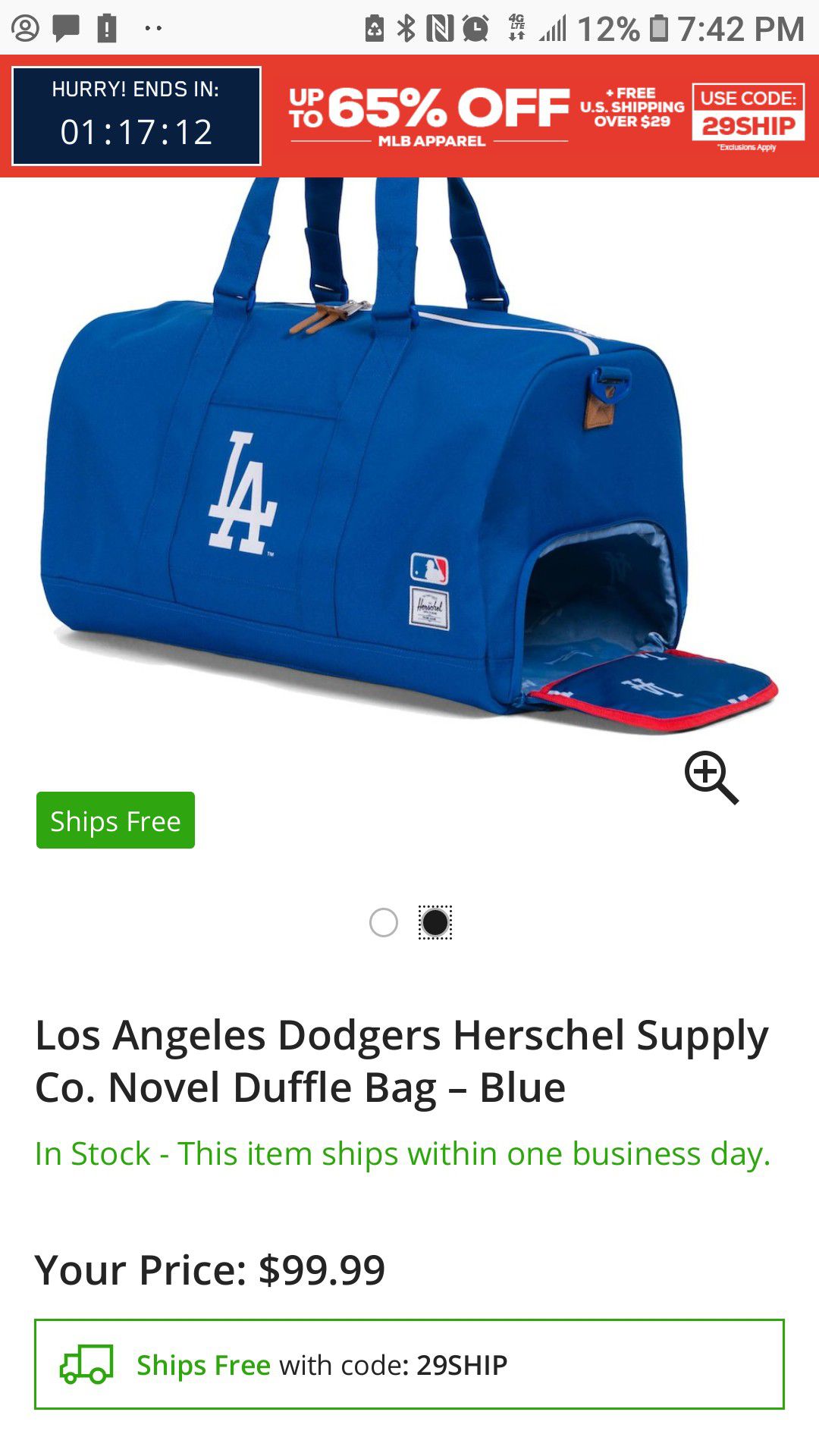 Herschel Supply Co. Novel - Mlb National League Duffle Bag - Red