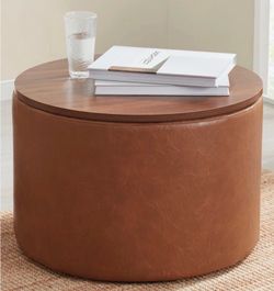 Large Round Storage Ottoman coffee table