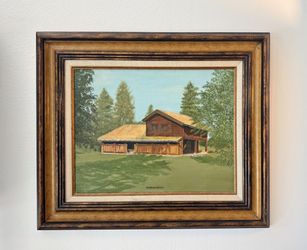 Vintage Swedish Oil Landscape Painting By Jean Moore 77