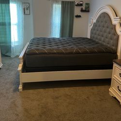 White Tufted Queen Bed Frame
