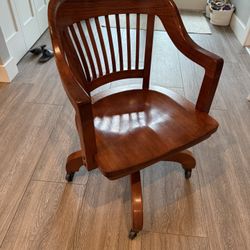 Antique Wooden Banker Chair