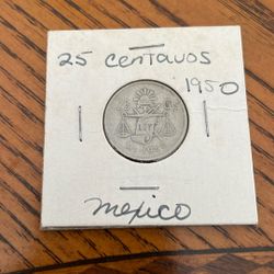 Mexico 25 Centavos 1950 Silver