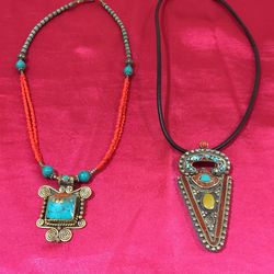 Tibetan/ Nepal Traditional Stone Pendant Necklaces $15. Ea./ 2 for $25.