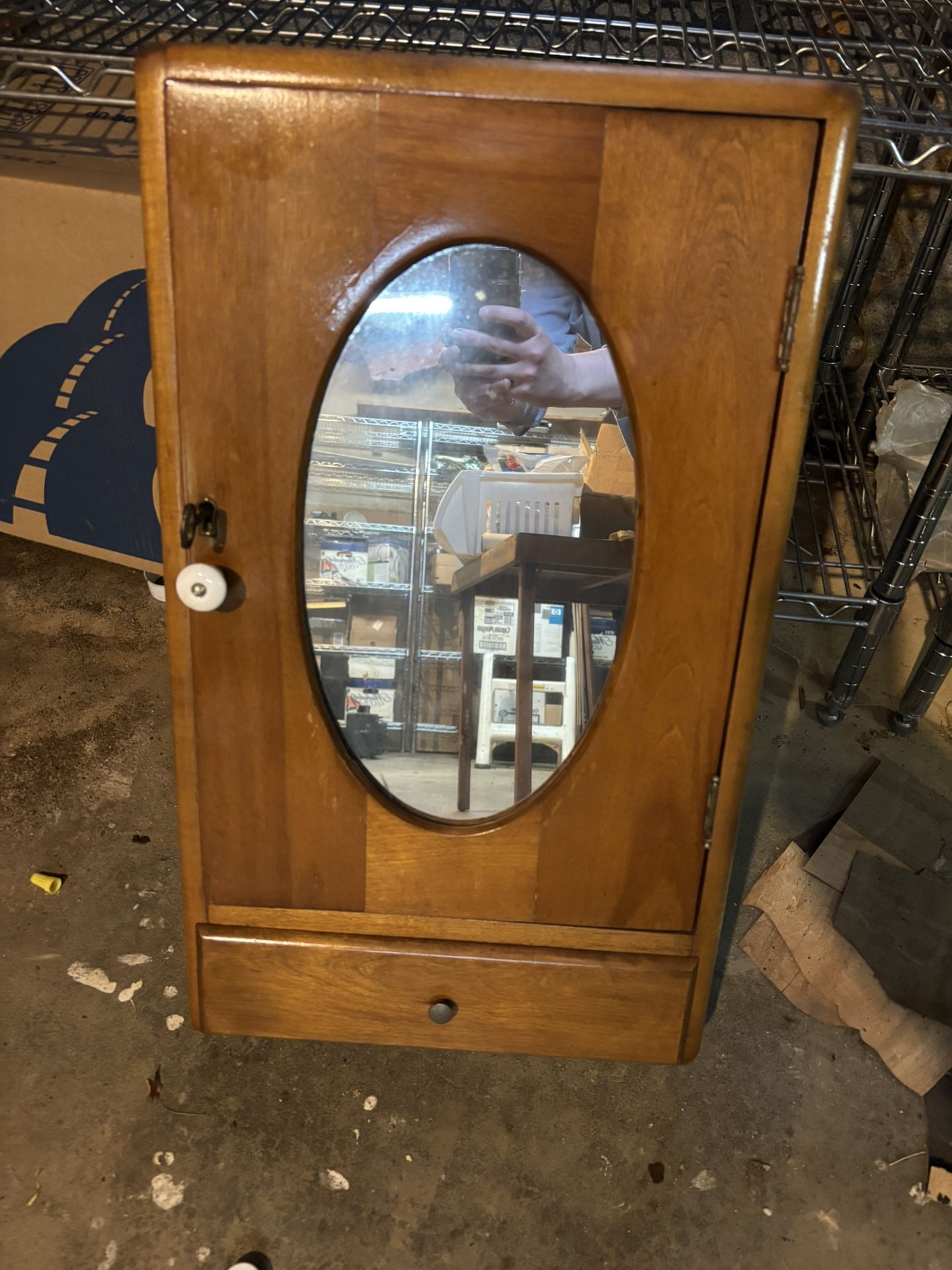 Vintage Wooden Mirrored Medicine Cabinet