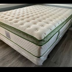 Queen Size Organic Elite Hybrid Cool Gel Pillowtop Top Mattress And Boxspring 