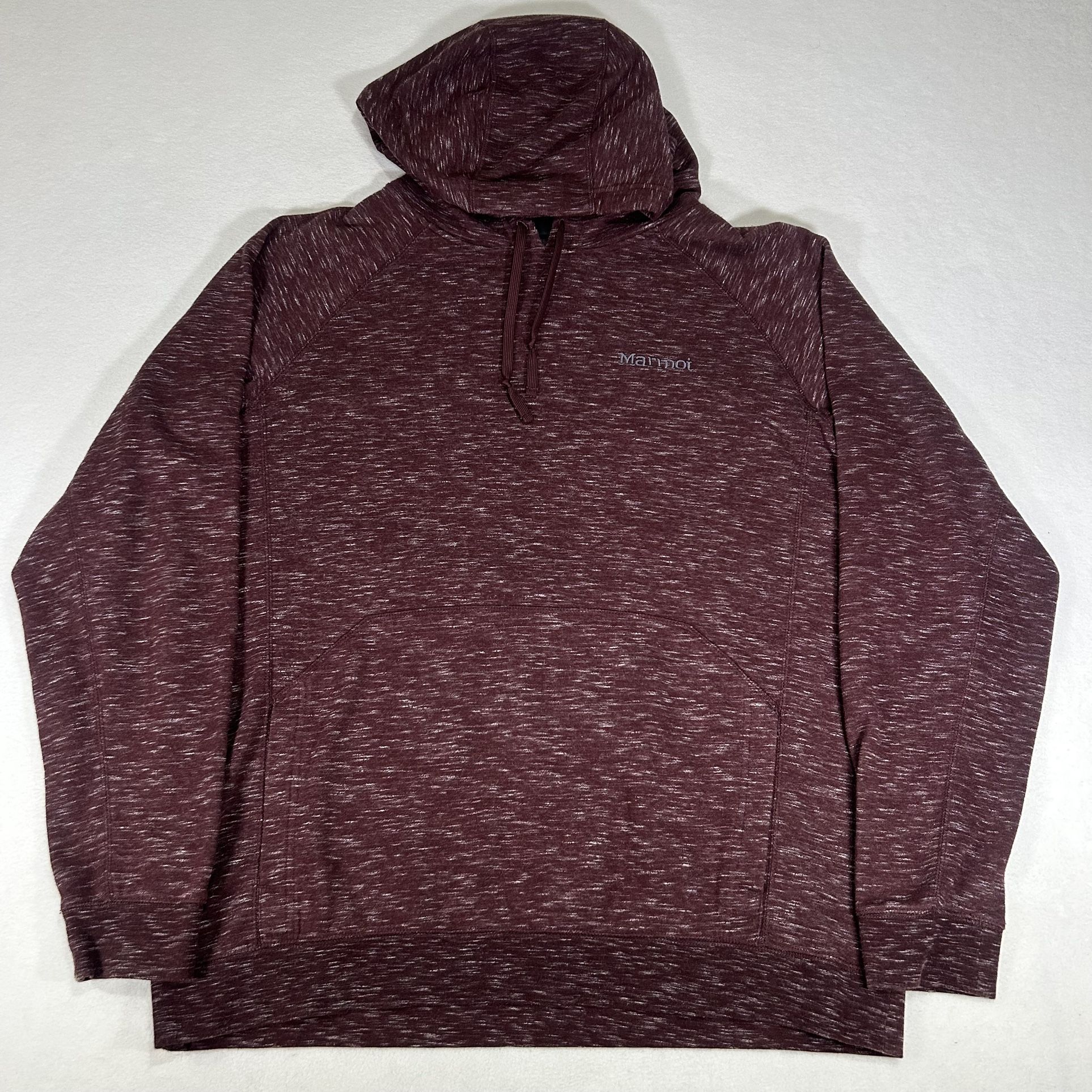 Marmot Mens XL Maroon Striped Long Sleeve Pullover Sweatshirt Hoodie