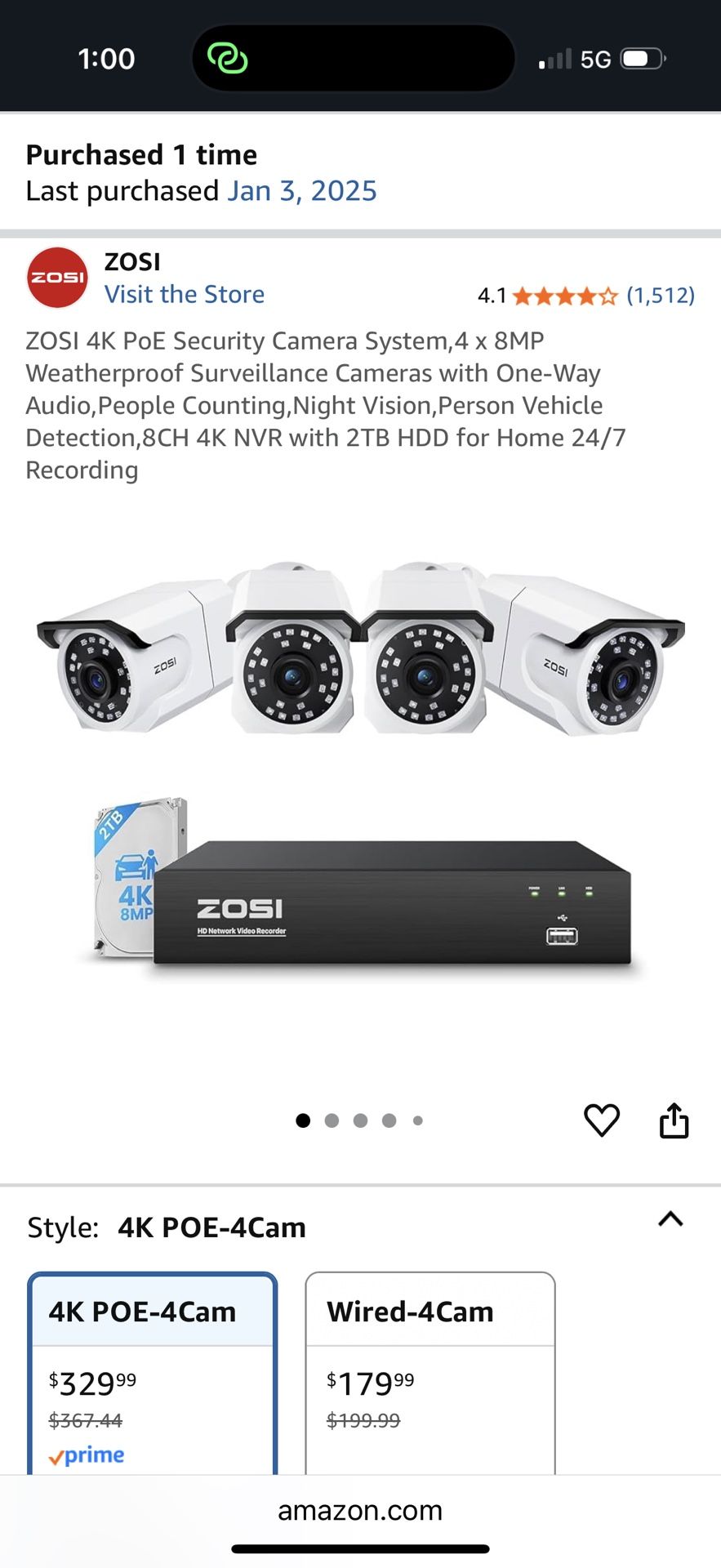 Zosi 4K Poe security Camera, 4 Camera Setup, Brand New