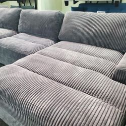 -Extra Large Sectional Sofa With Ottoman & Oversized Seating