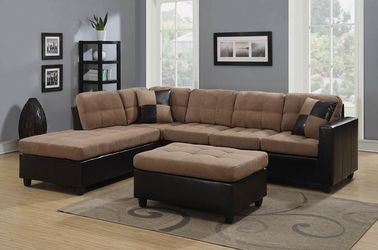 STATIONARY SECTIONAL SOFA W/O OTTOMAN--TAN