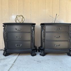 Gorgeous black & gold pair of nightstands 