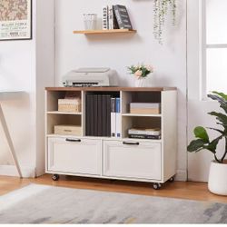 ❤️‍🔥 40" Lateral File Cabinet,Farmhouse Wood Small Home Office Storage with Wheels,Filing Cabinet with 2 Drawers for Legal/Letter/ A4 Size$80