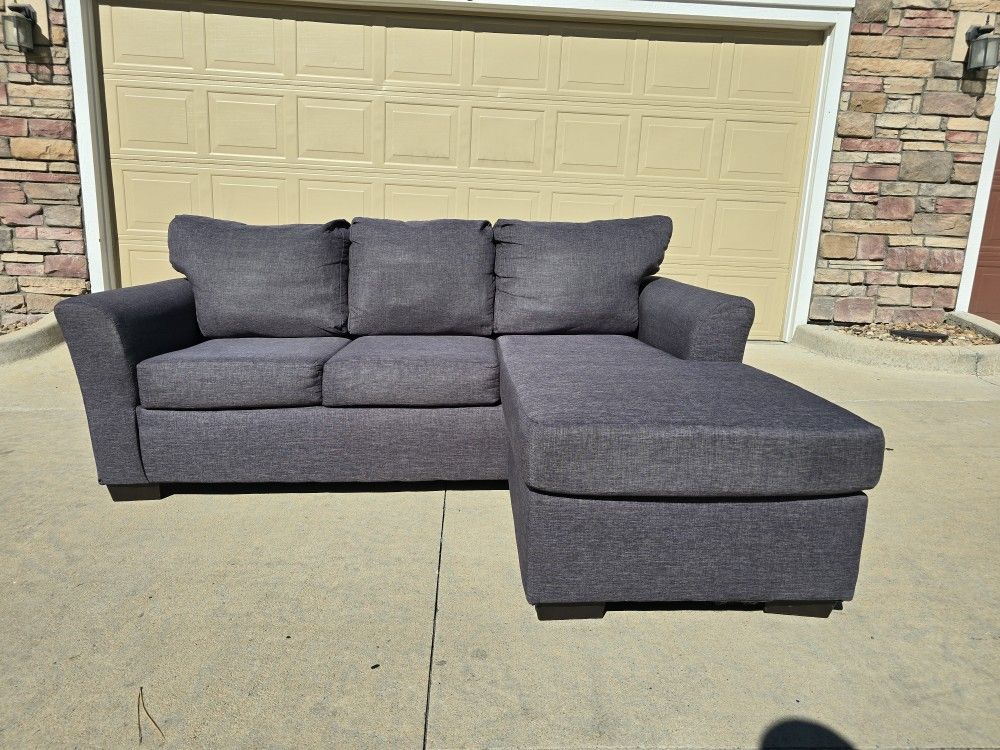 Gray Reversible Sectional Sofa Chaise- Free Delivery