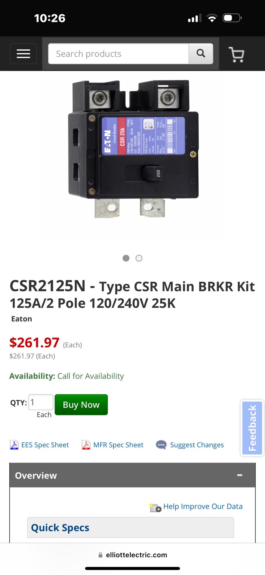 EATON breaker 125 Amps