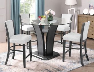 NEW 5pc Glass Counter Height DINING Room SET Table Chairs💥NO CREDIT NEEDED $10 Down