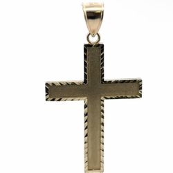 Men’s Or Woman’s 10k Yellow Gold 2.25” Inch Diamond Cut Cross Pendant For Necklace GP3107869