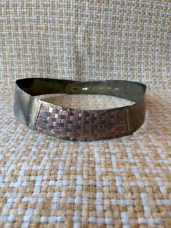 Vintage 1970s/1980s Mixed-Metal Woven Checkerboard Collar Necklace - MCM Modernist Choker