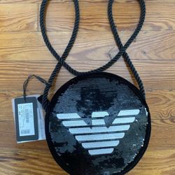 EMPORIO ARMANI NWT Bag, Black, Sequine and Chamois