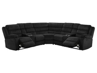 Atkinson Black Upholstered Reclining Sectional Sofa