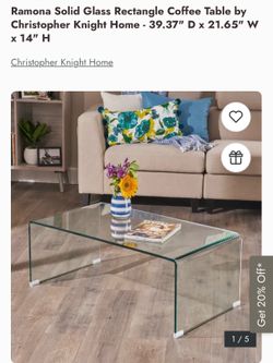Ramona Acrylic Rectangle Coffee Table by Christopher Knight Home 39.37”x21.65”x14”h