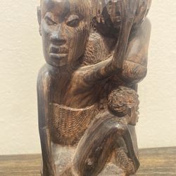 Vintage Hand Carved Wooden African Family Tree of Life Wood Art Sculpture 8”