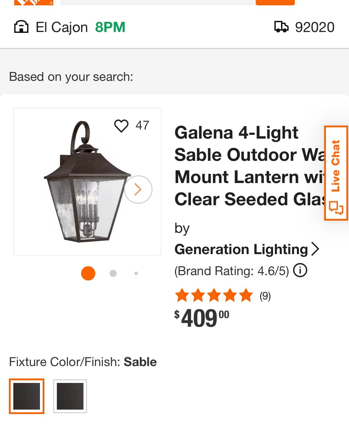 10 Units New Sealed Generation Lighting Galena 4-Light Sable Outdoor Wall Mount Lantern with Clear Seeded Glass
