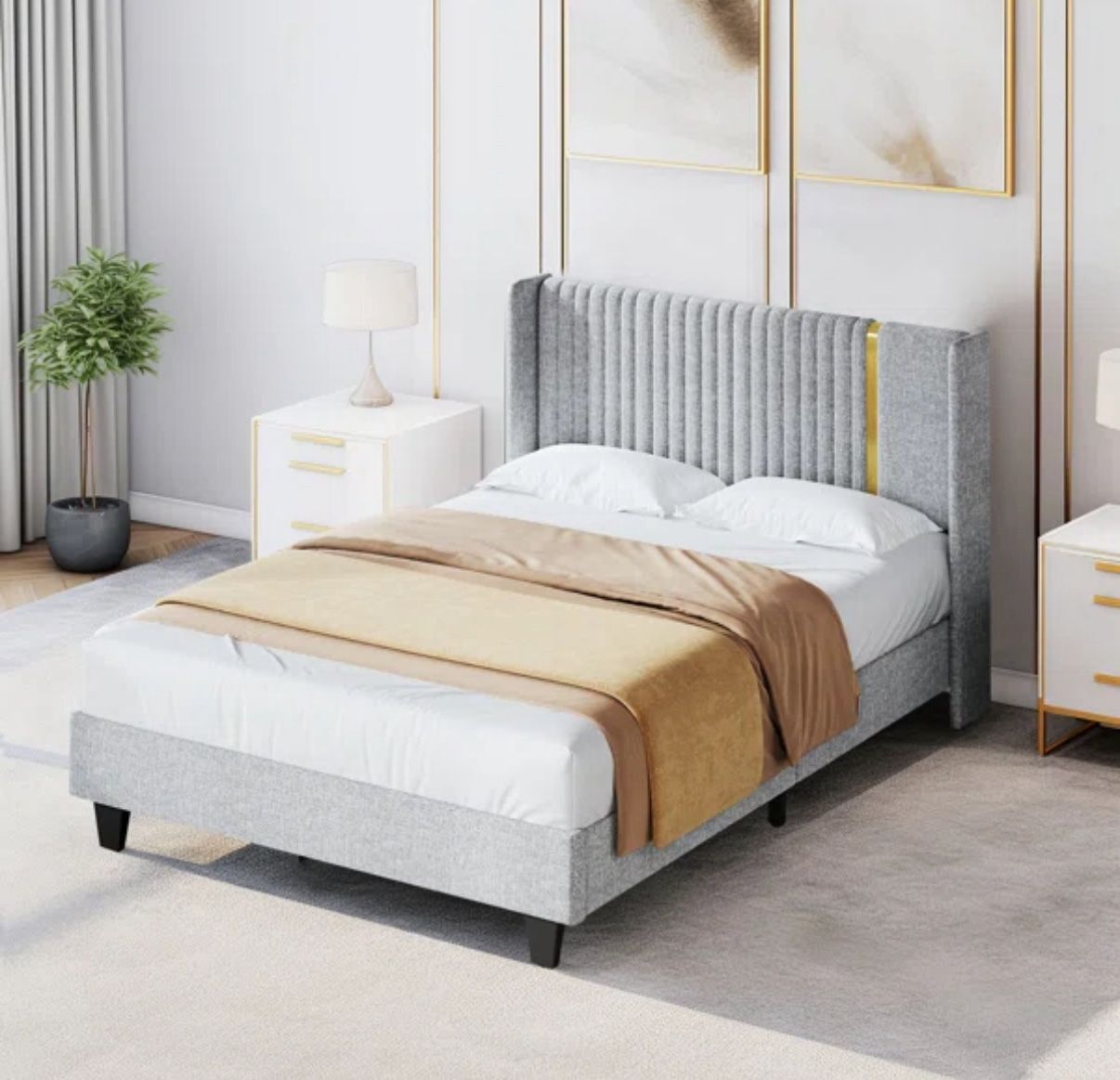 King Size Bed -Mattress Not Included