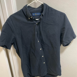 Ralph Lauren Men's Size M Black Button Down Shirt Short Sleeve Classic Fit