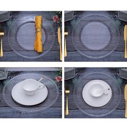 Clear Bead Acrylic Charger Plates 13", Set8 Pcs