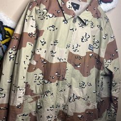 Obey Worldwide Zip Up Brown Camo Shirt