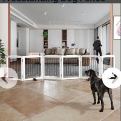 ZJSF Freestanding Dog Fence Gate, 24" White