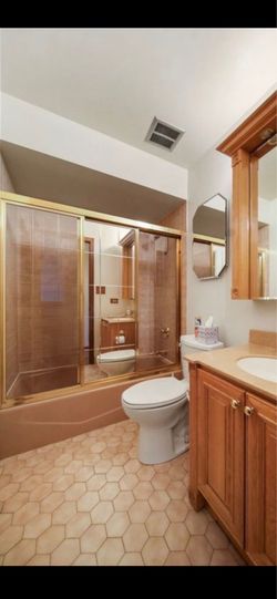 Gold tub shower door